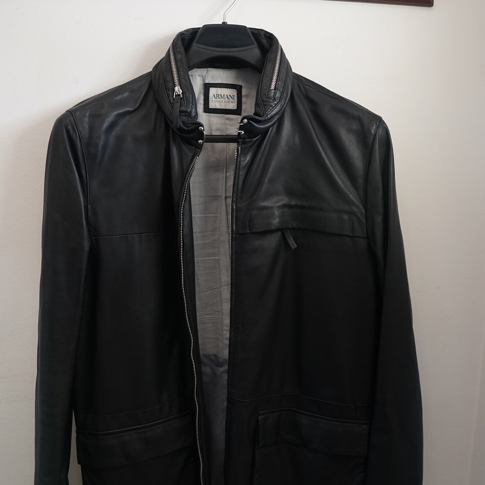 Armani Colezzioni  man leather jacket size M